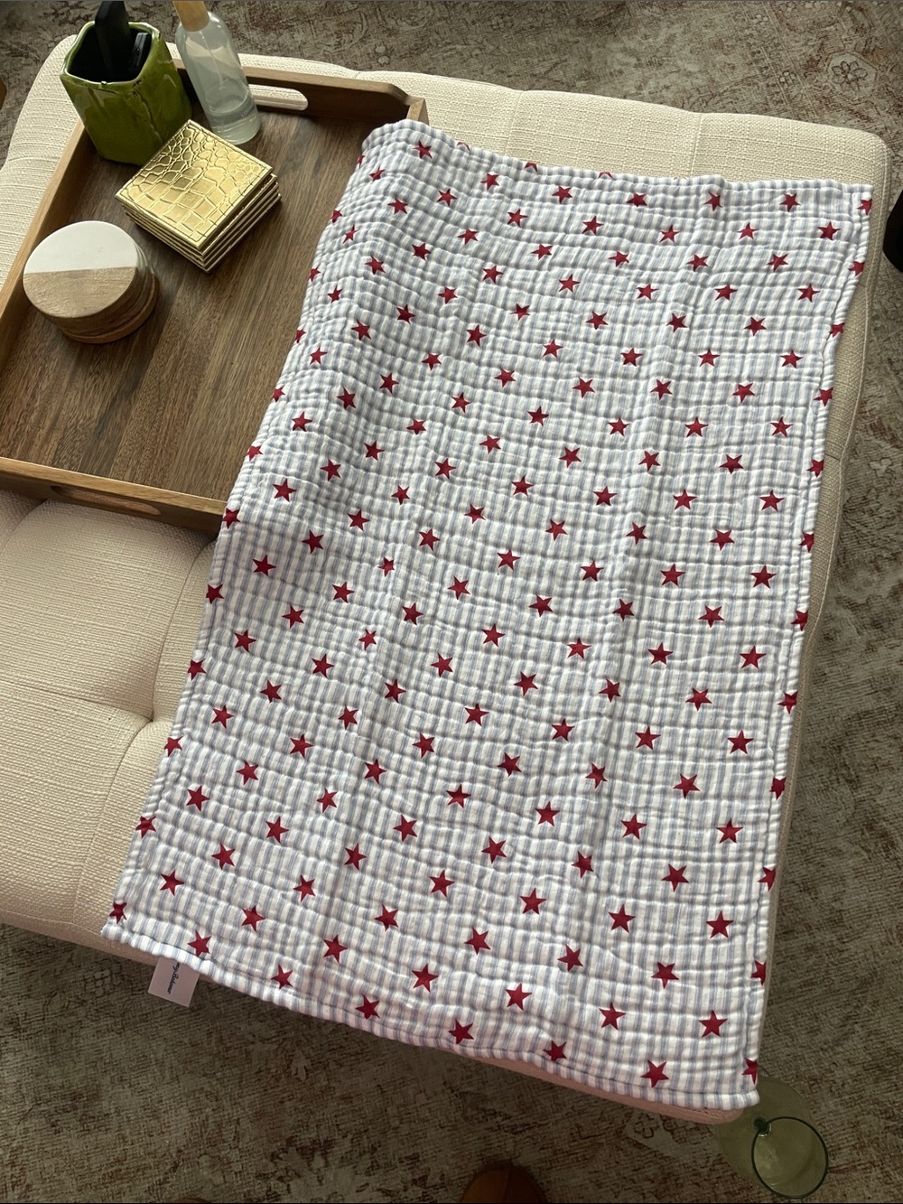 Tommy Bahama Blue & White Striped with star tea towel